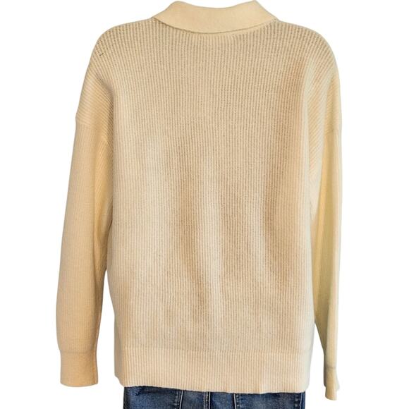 LOFT cream collared sweater jeweled  buttons size M NWT - Picture 5 of 9